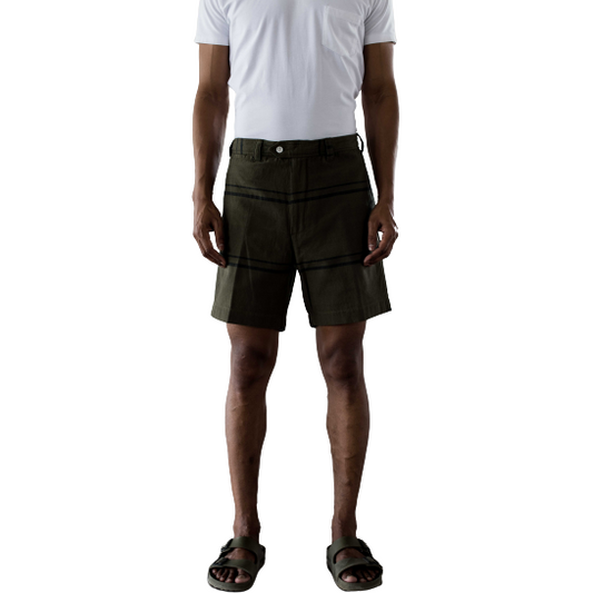 Original Madras Trading Co. M Casual Shorts Madras Summer Short, Olive / Navy Stripe