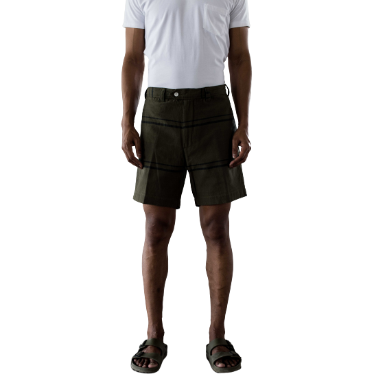 Original Madras Trading Co. M Casual Shorts Madras Summer Short, Olive / Navy Stripe
