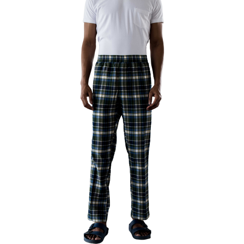 Original Madras Trading Co. M Pajama Madras Drawstring Summer Trouser, Navy / Green Plaid