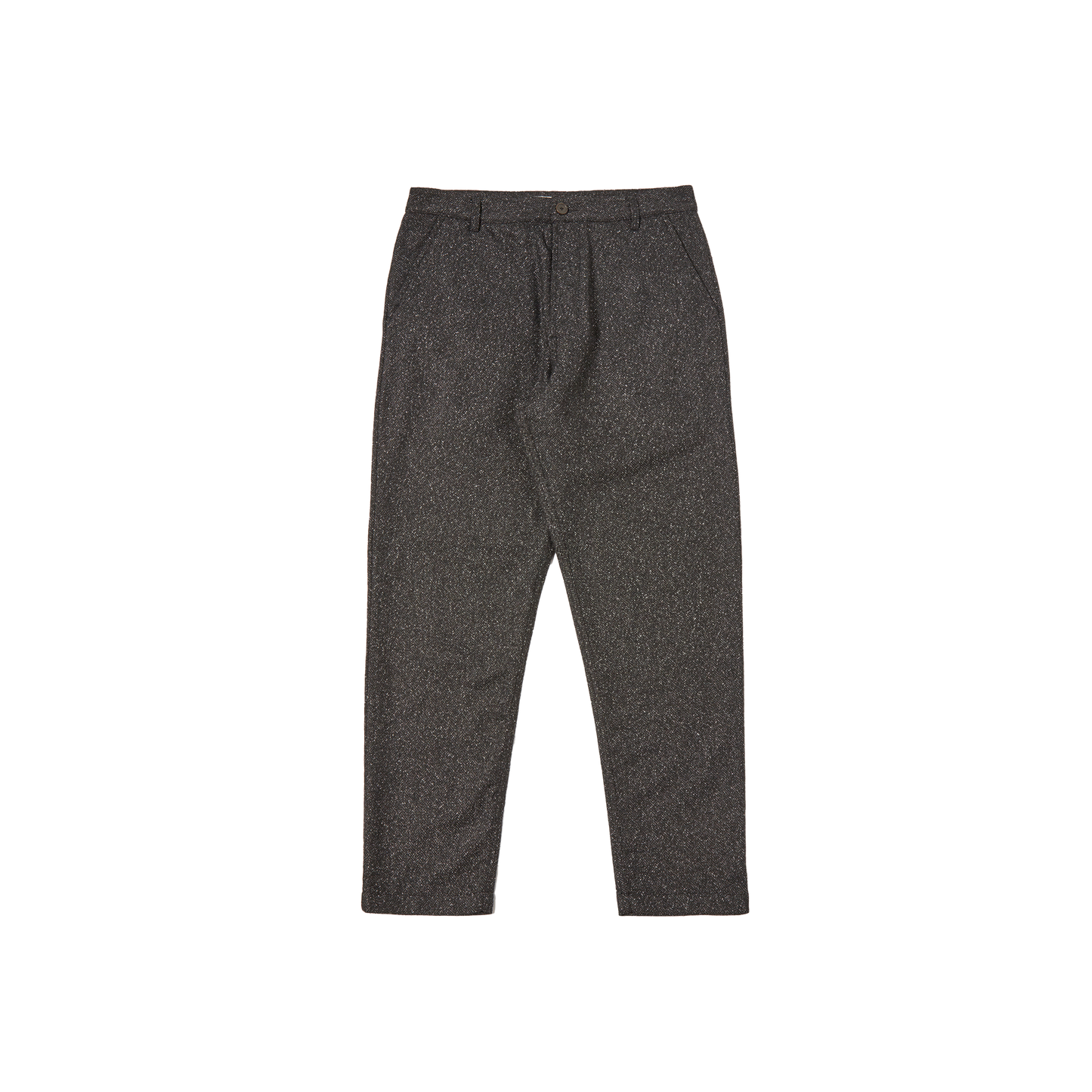 Presented on a simple backdrop, the Oxford Pant by Universal Works highlights classic tailoring with its high-quality wool fabric and button closure, providing an enduring style.