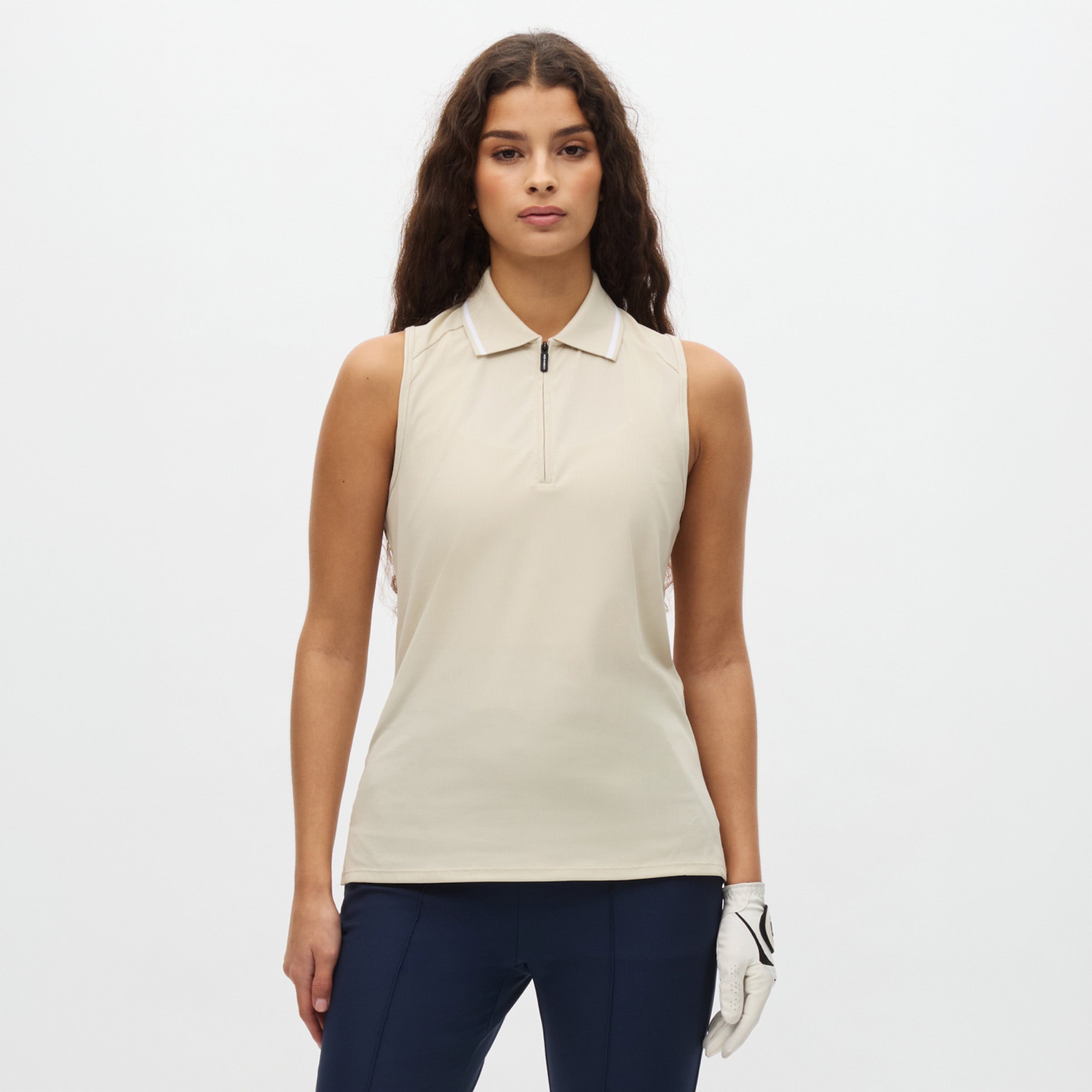 Rohnisch Shirt Rib Sleeveless Poloshirt - Oatmeal
