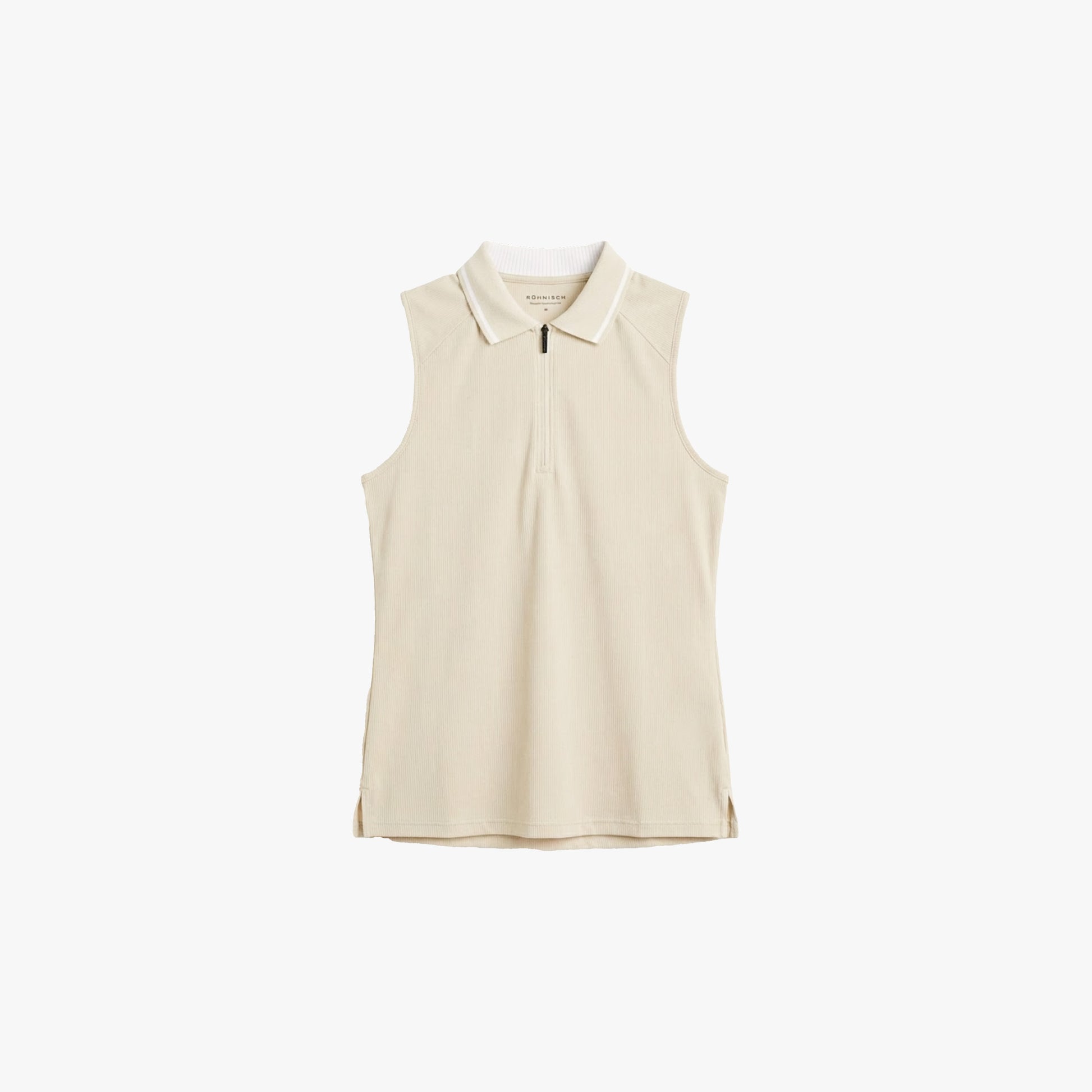 Rohnisch Shirt Rib Sleeveless Poloshirt - Oatmeal
