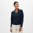 Rohnisch Shirt Swing Knitted Long Sleeve Poloshirt - Navy