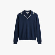 Rohnisch Shirt Swing Knitted Long Sleeve Poloshirt - Navy