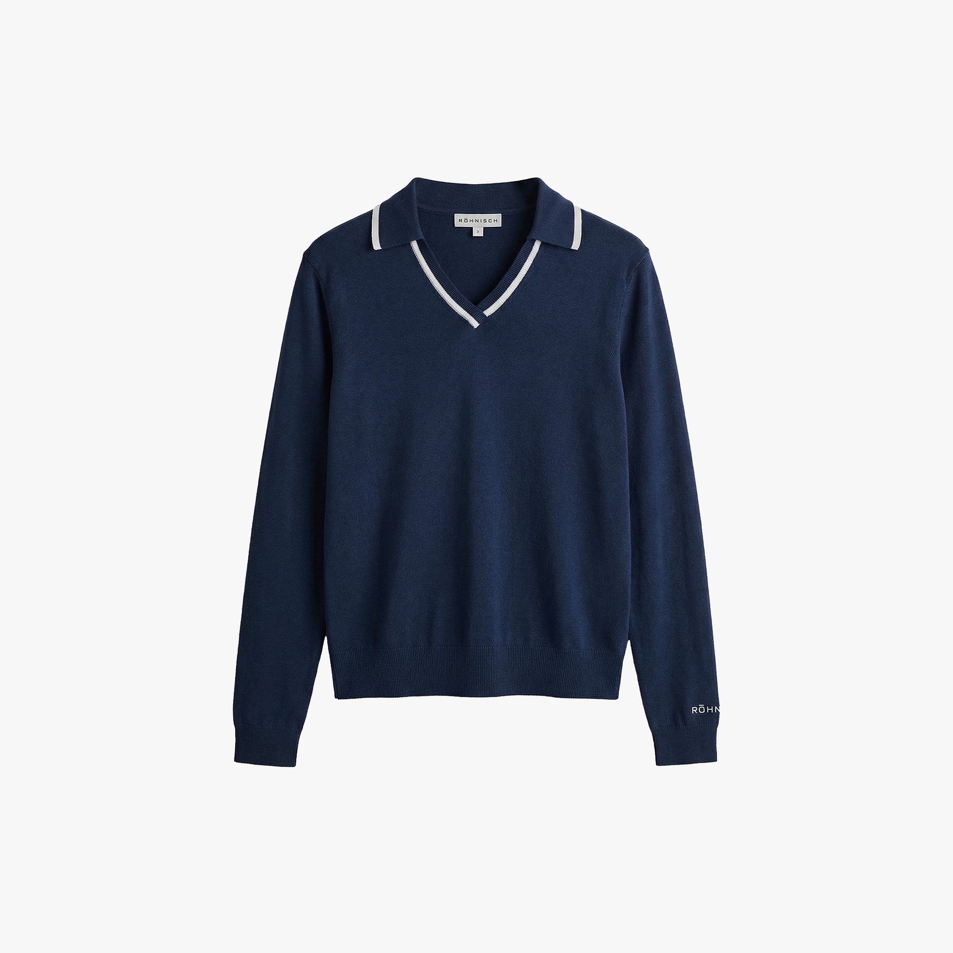Rohnisch Shirt Swing Knitted Long Sleeve Poloshirt - Navy
