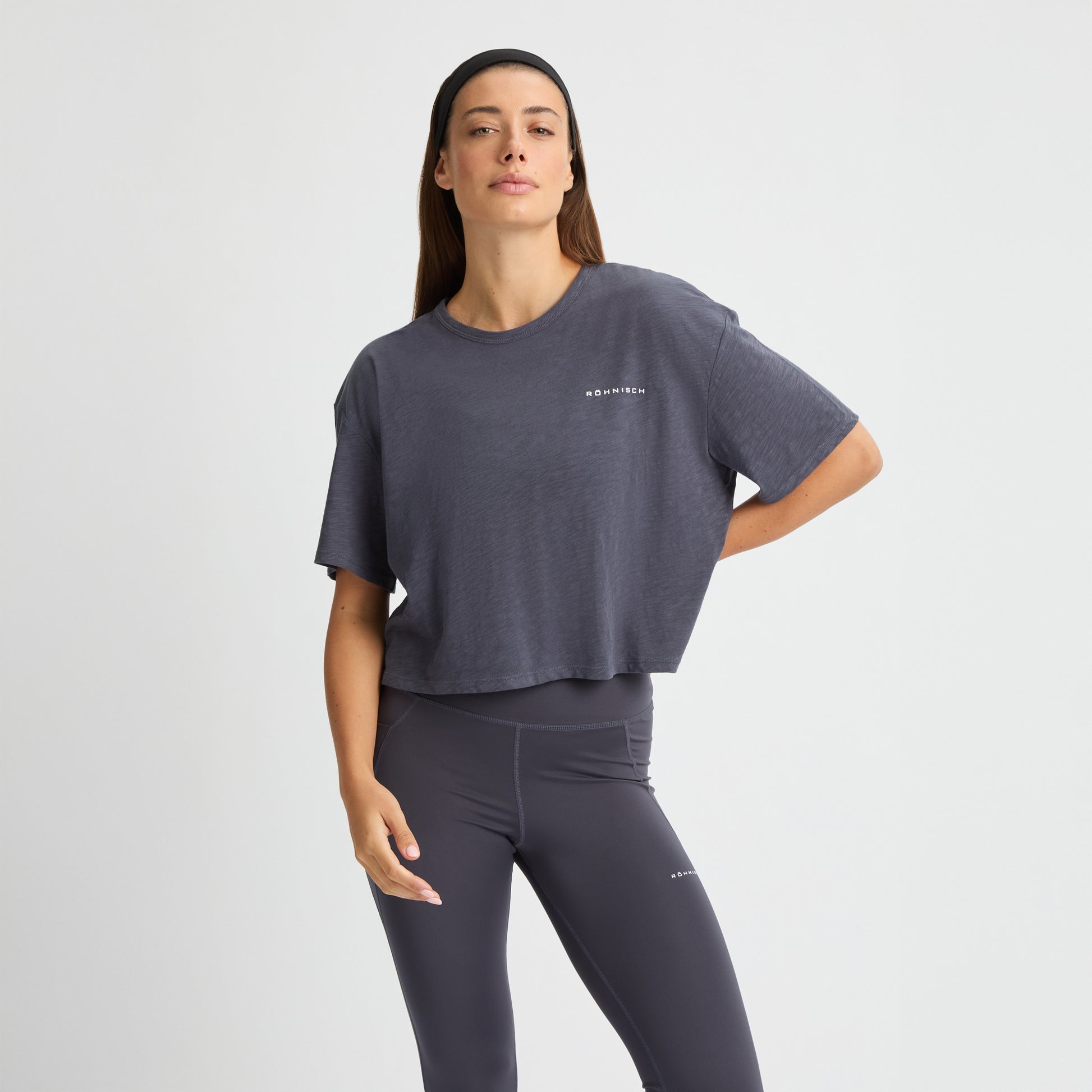 Rohnisch W Active Top Light Grey / XS Slub Cropped Tee