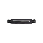 An Issa Expandable Running Belt in black from On Running, made from recycled material and featuring a water-resistant zipper pocket and adjustable waistband.