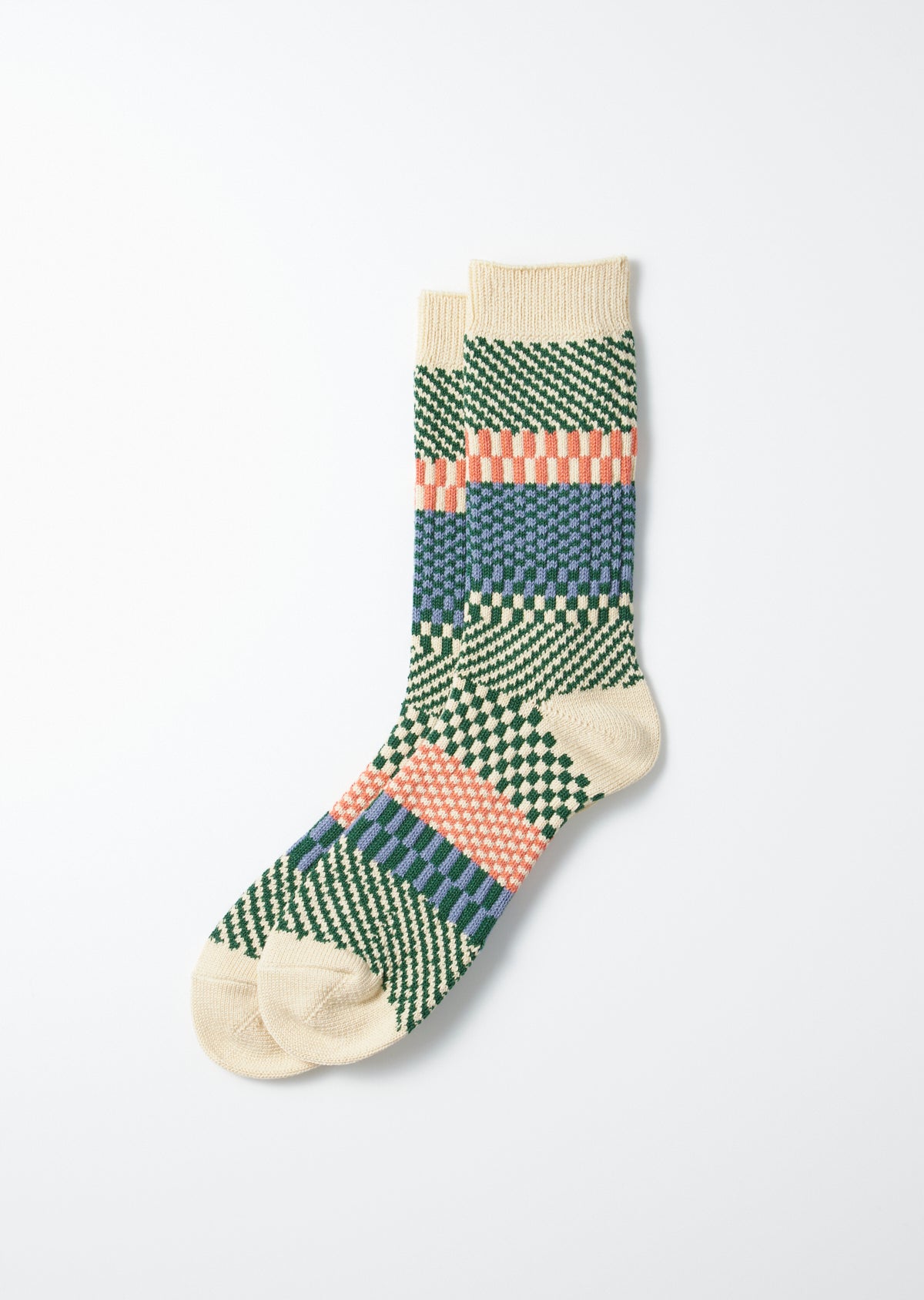 RoToTo Socks Check & Step Socks - Green