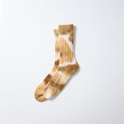 RoToTo Socks Chunky Ribbed Crew Socks Tie Dye - Beige/Brown