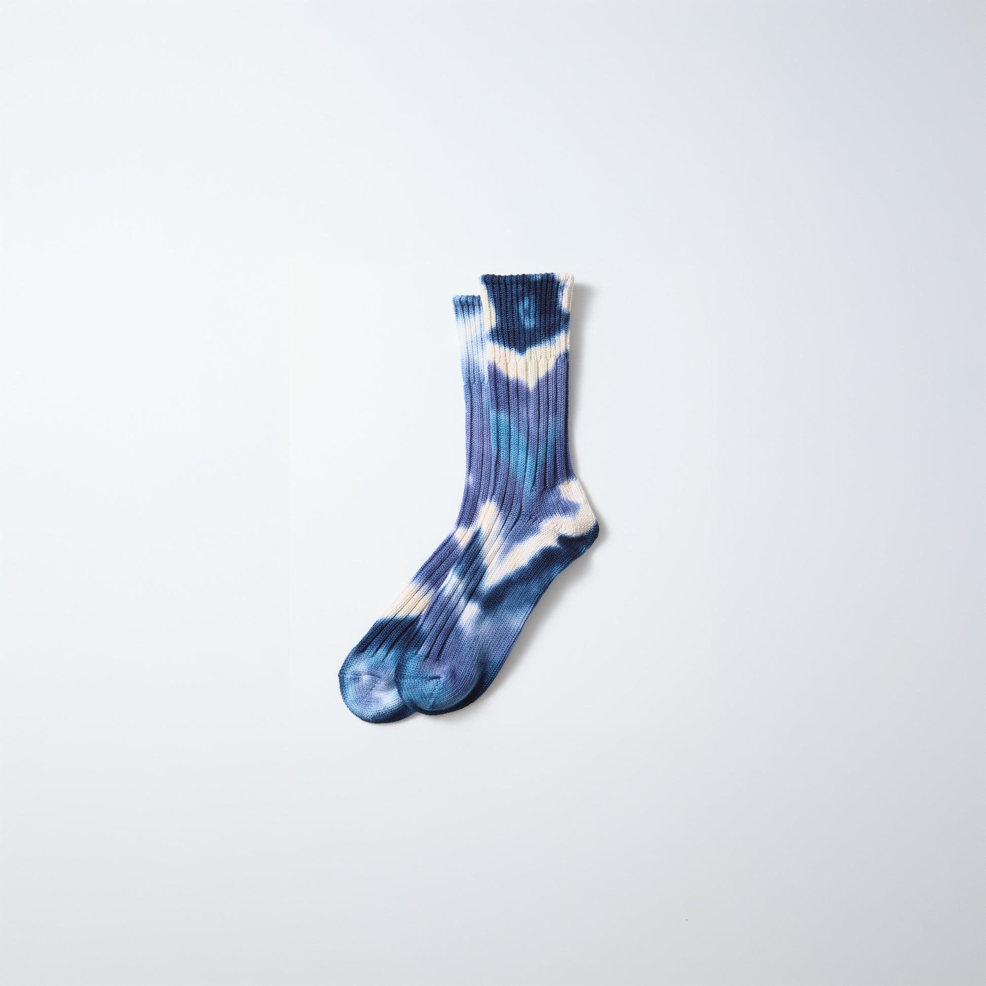 RoToTo Socks Chunky Ribbed Crew Socks Tie Dye - Indigo/Navy