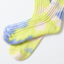RoToTo Socks Chunky Ribbed Crew Socks Tie Dye - Lime/Blue