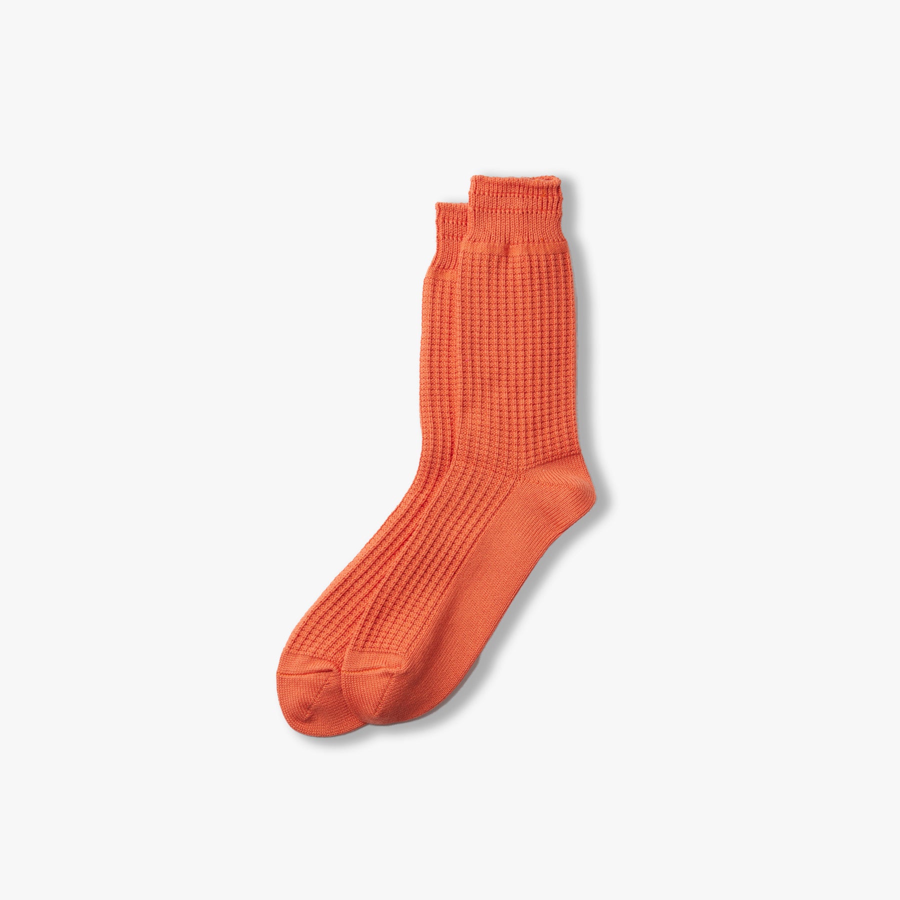RoToTo Socks Cotton Waffle Crew Socks - Light Orange
