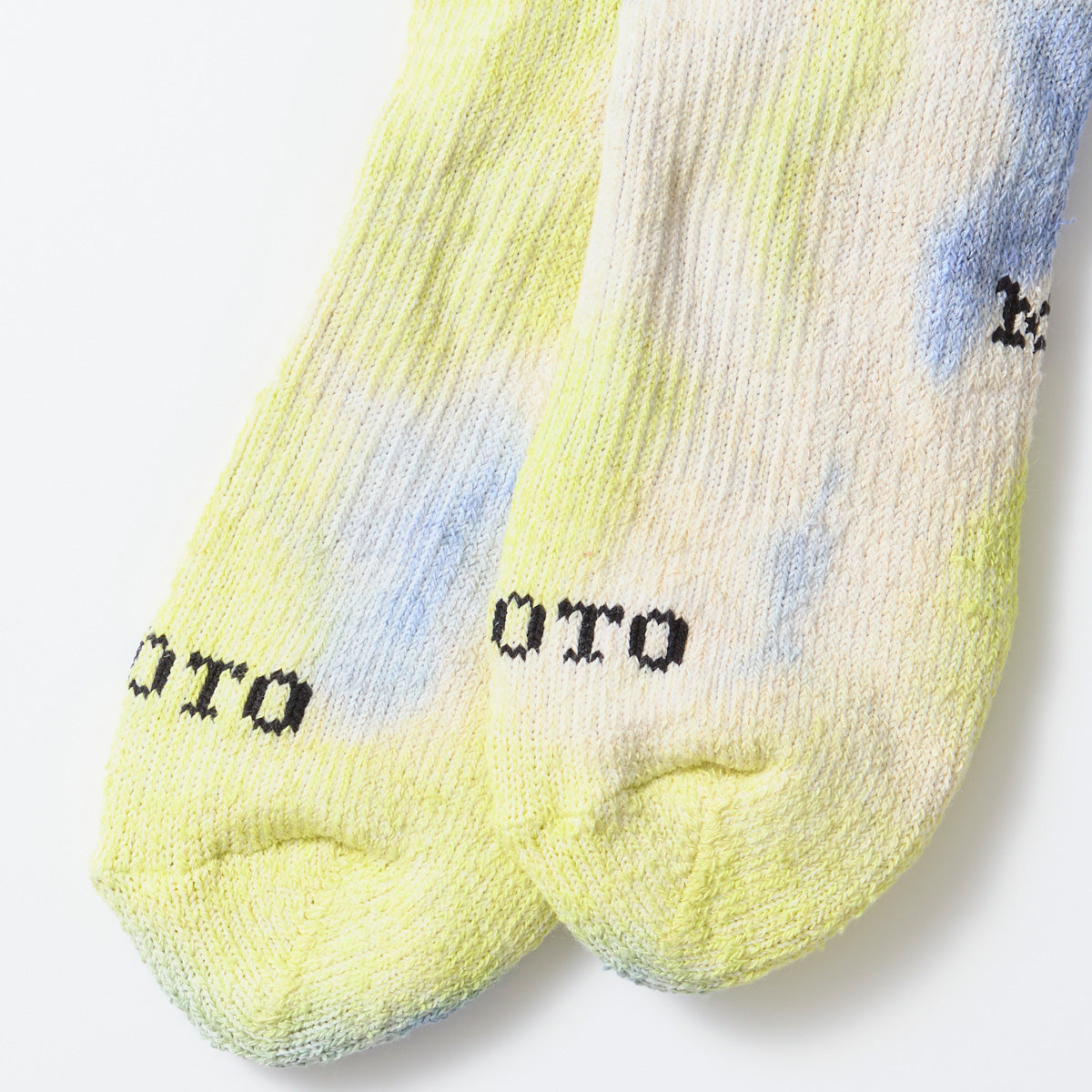 RoToTo Socks Hemp/Organic Cotton Pile Ankle Socks Tie Dye - Lime/Blue