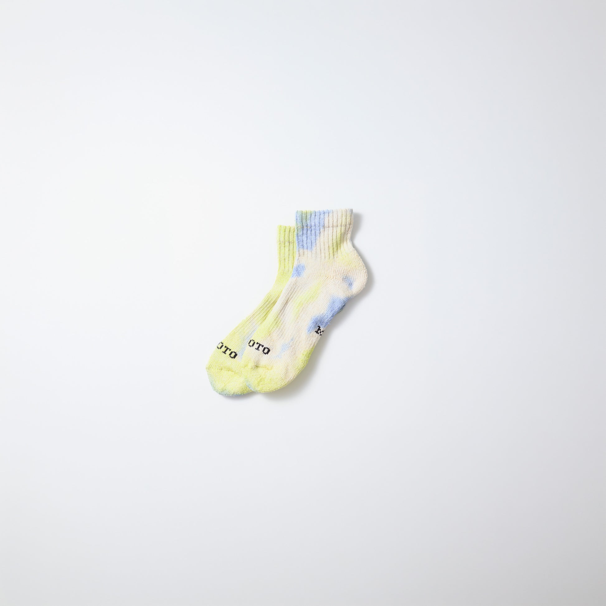 RoToTo Socks Hemp/Organic Cotton Pile Ankle Socks Tie Dye - Lime/Blue