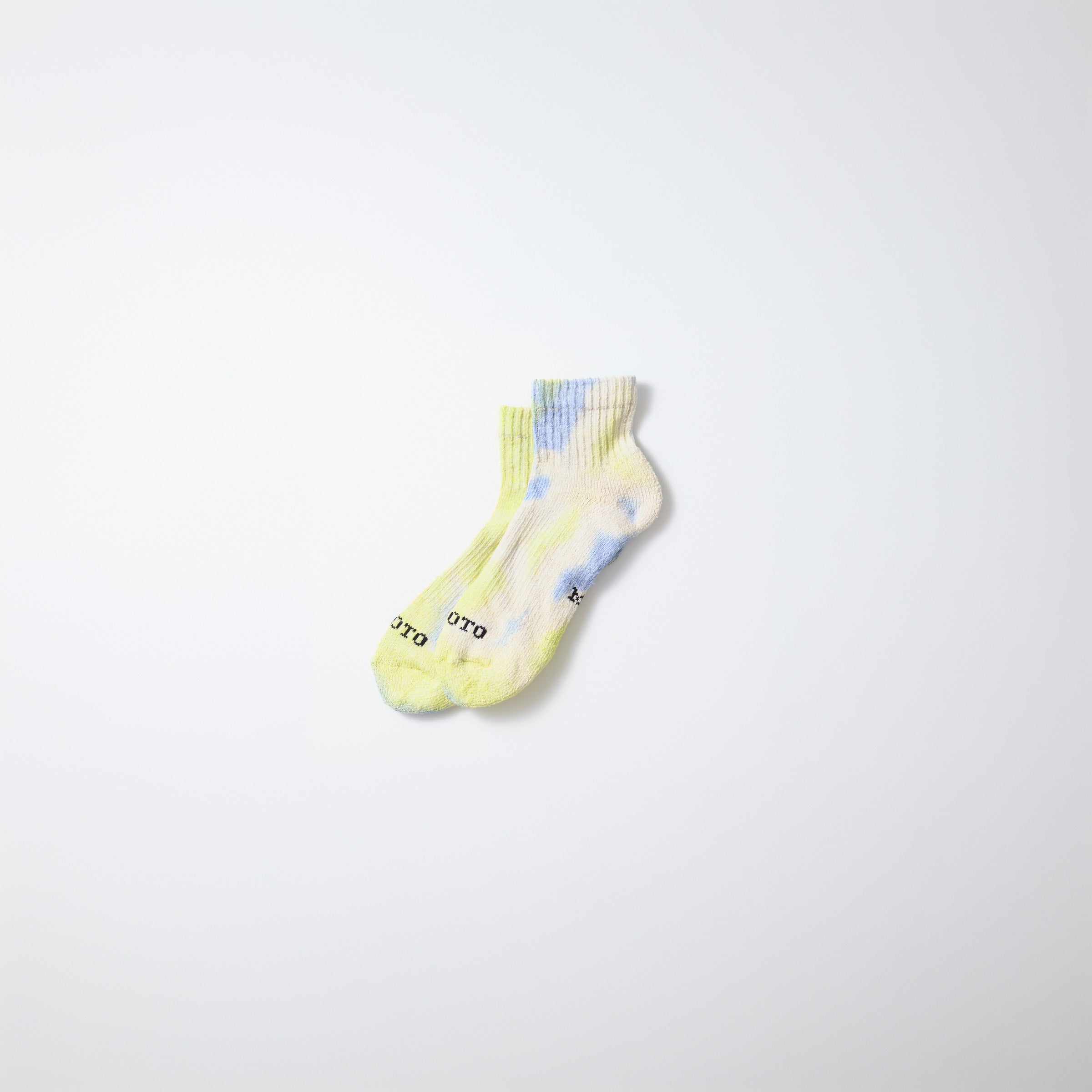 RoToTo Socks Hemp/Organic Cotton Pile Ankle Socks Tie Dye - Lime/Blue