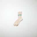 RoToTo Socks Hemp Organic Cotton Stripe Socks - White Sand/Turquoise