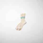 RoToTo Socks Hemp Organic Cotton Stripe Socks - White Sand/Turquoise