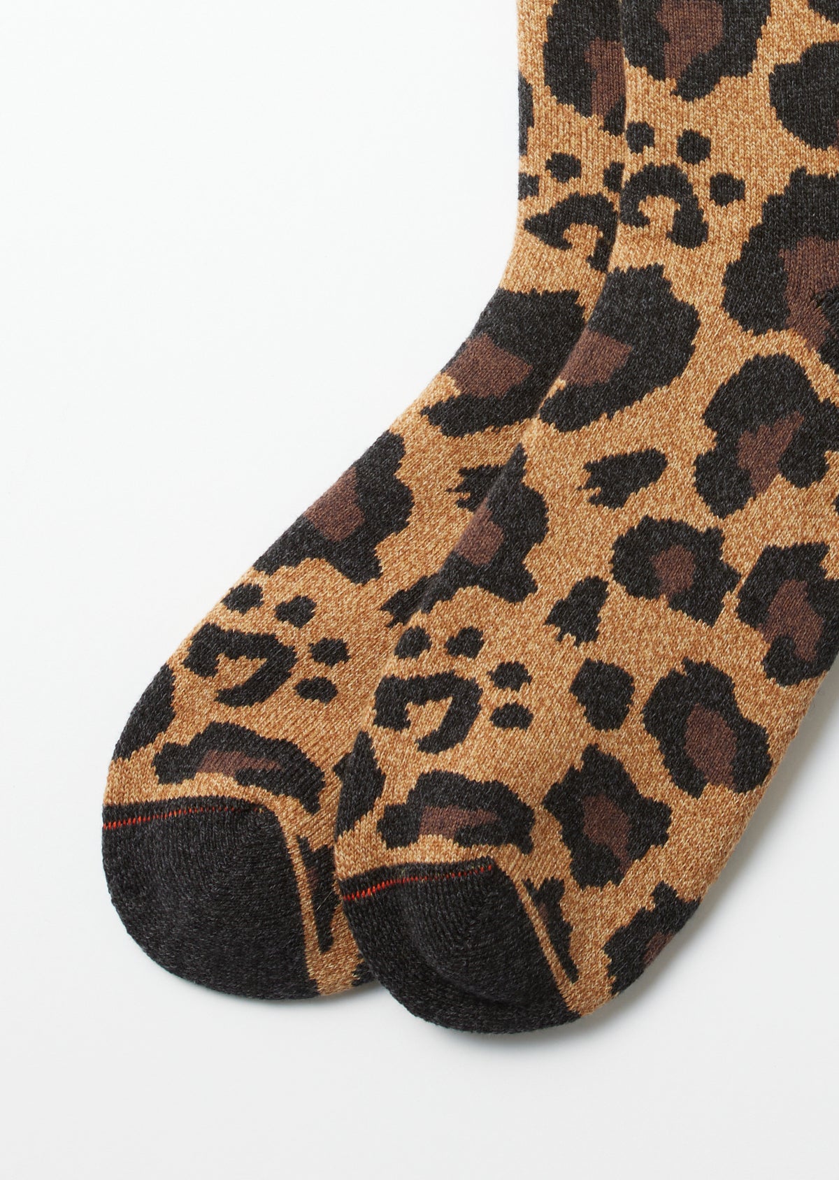 RoToTo Socks Pile Leopard Crew Socks - D. Beige