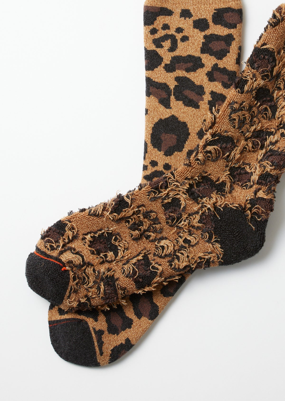 RoToTo Socks Pile Leopard Crew Socks - D. Beige