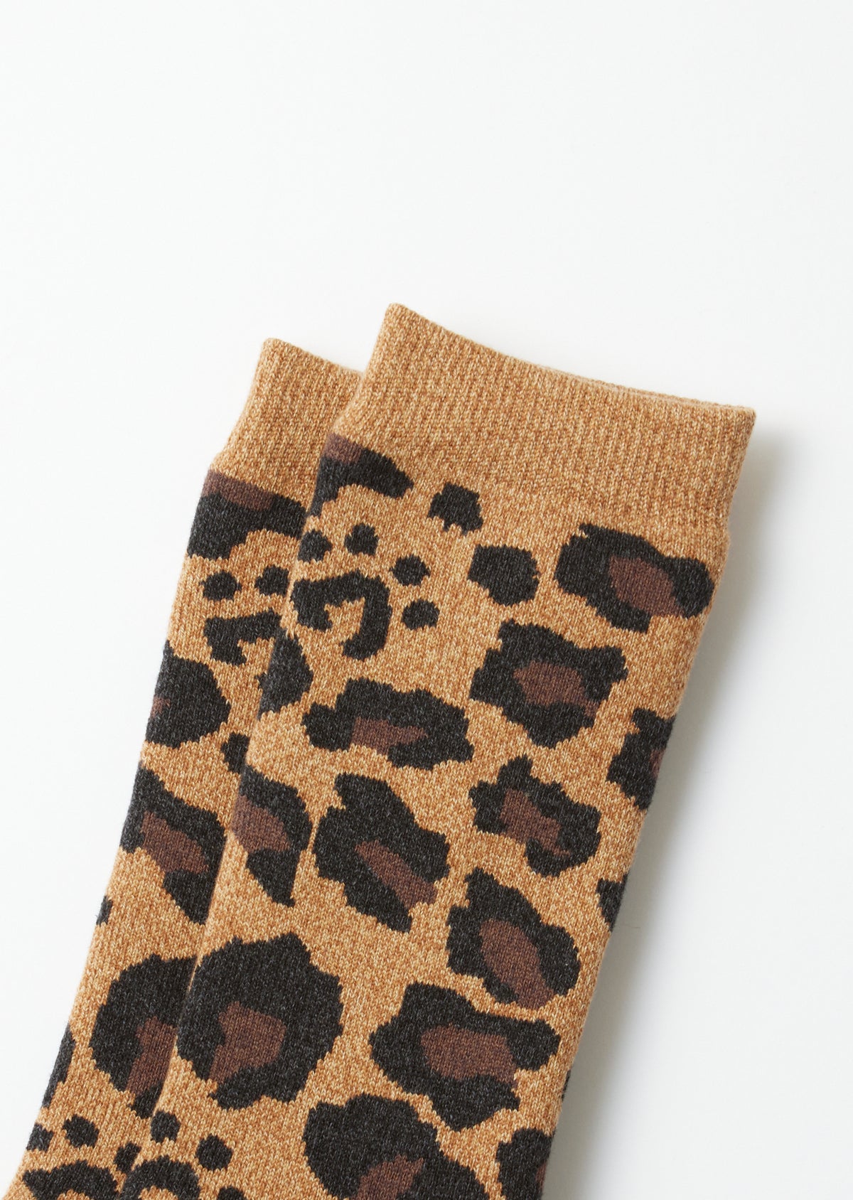 RoToTo Socks Pile Leopard Crew Socks - D. Beige