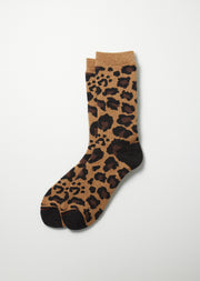 RoToTo Socks Pile Leopard Crew Socks - D. Beige