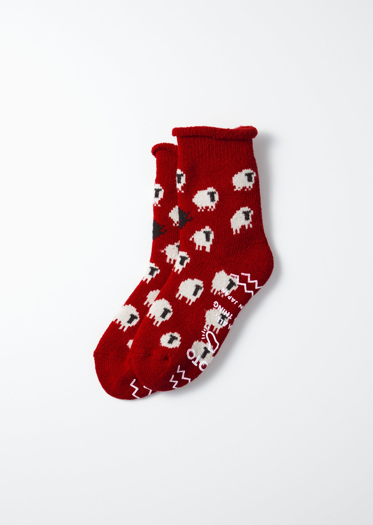 RoToTo Socks Pile Room Socks "Sheep" - Red