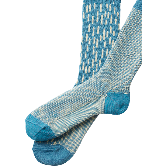 RoToTo Socks Rain Drop Crew Socks, Blue Pattern