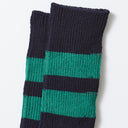 RoToTo Socks Recycled Cotton Stripe Socks - Navy/Green