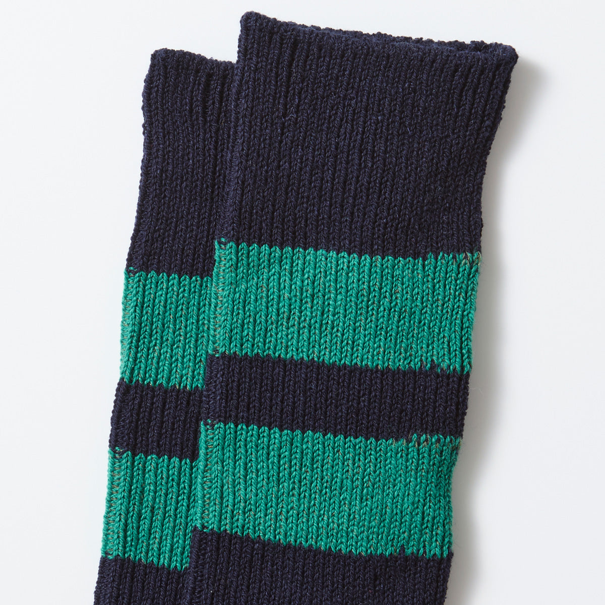 RoToTo Socks Recycled Cotton Stripe Socks - Navy/Green