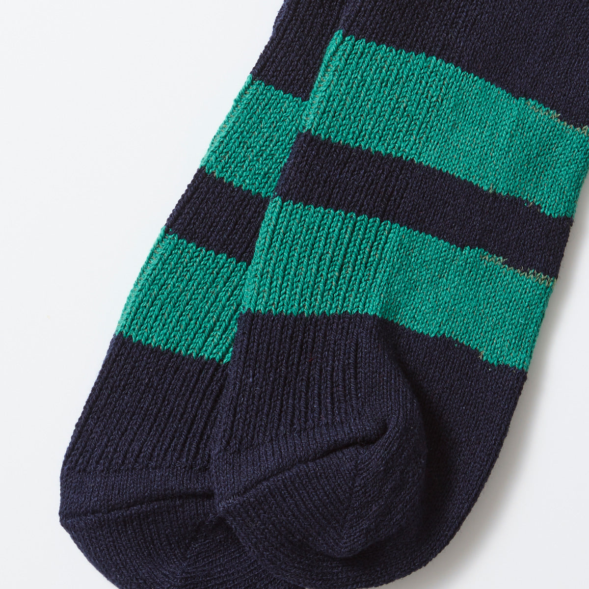 RoToTo Socks Recycled Cotton Stripe Socks - Navy/Green