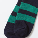RoToTo Socks Recycled Cotton Stripe Socks - Navy/Green