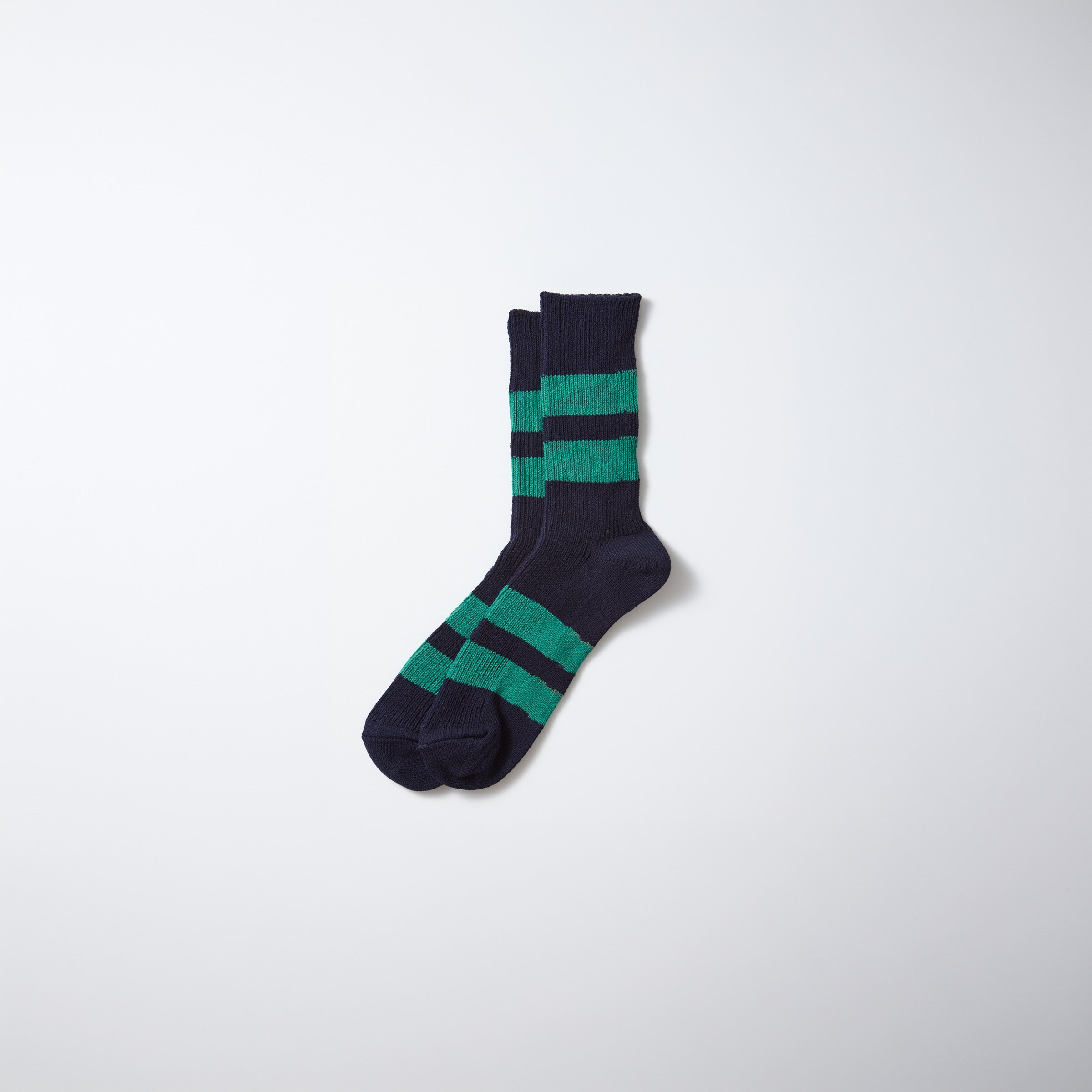 RoToTo Socks Recycled Cotton Stripe Socks - Navy/Green