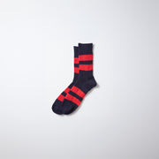 RoToTo Socks Recycled Cotton Stripe Socks - Navy/Red