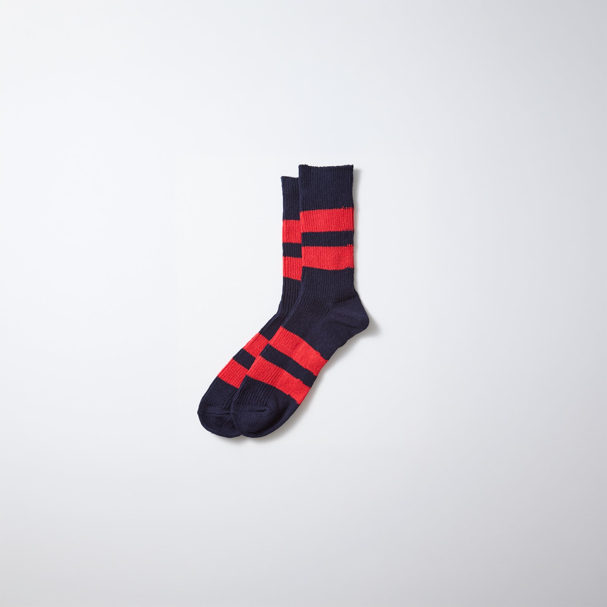 RoToTo Socks Recycled Cotton Stripe Socks - Navy/Red