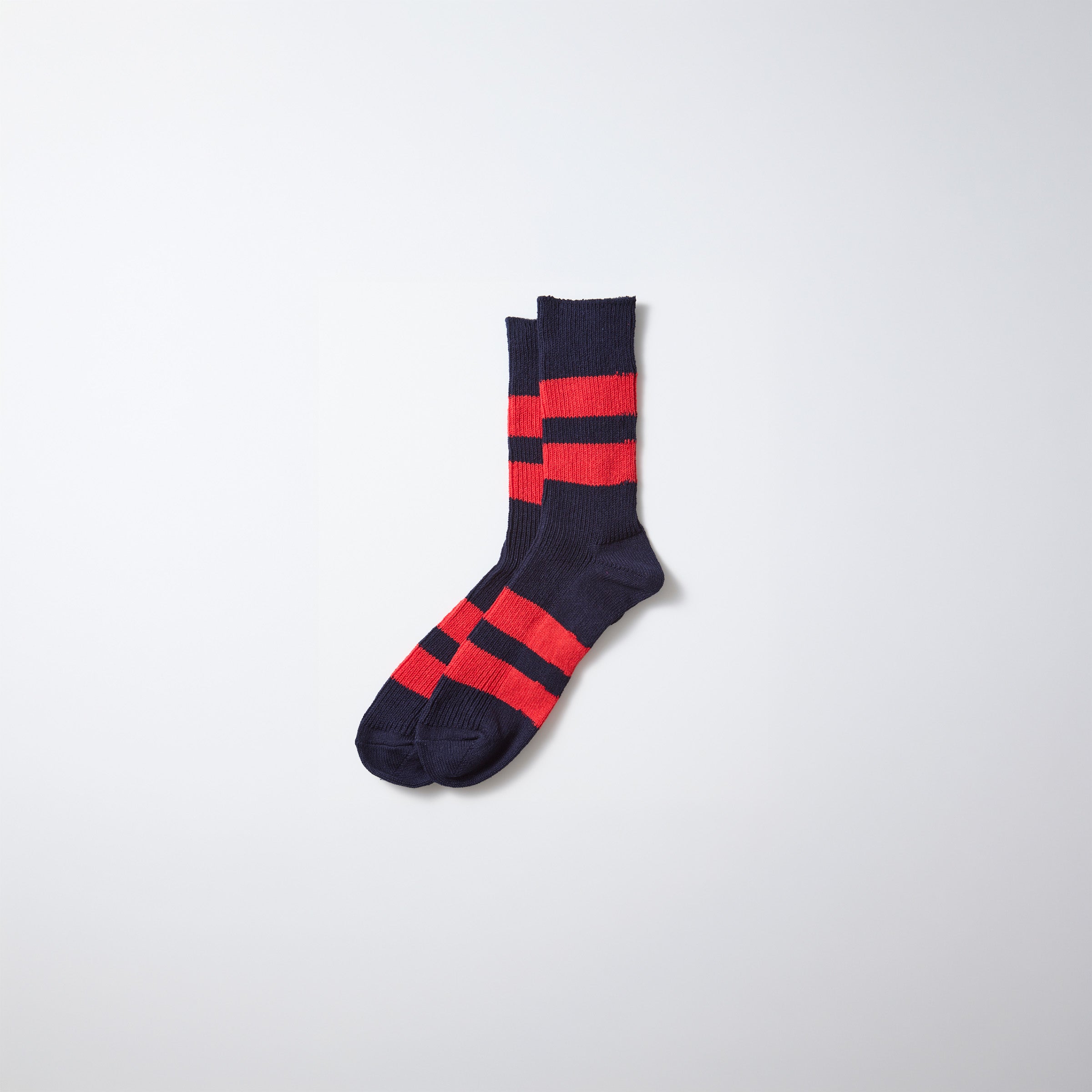 RoToTo Socks Recycled Cotton Stripe Socks - Navy/Red