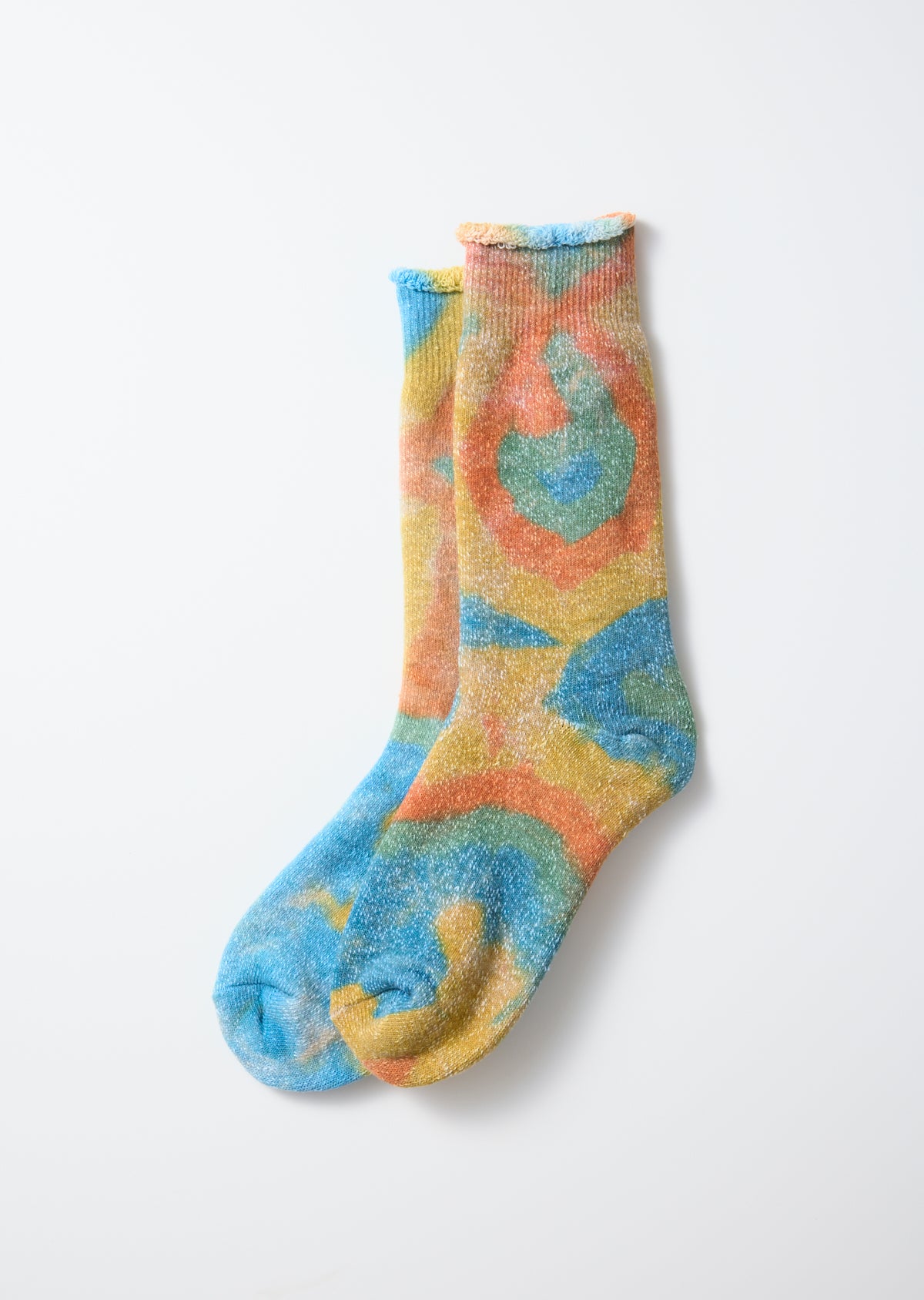 RoToTo Socks Tie Dye Pile Socks - Org/L.BL/L.YE