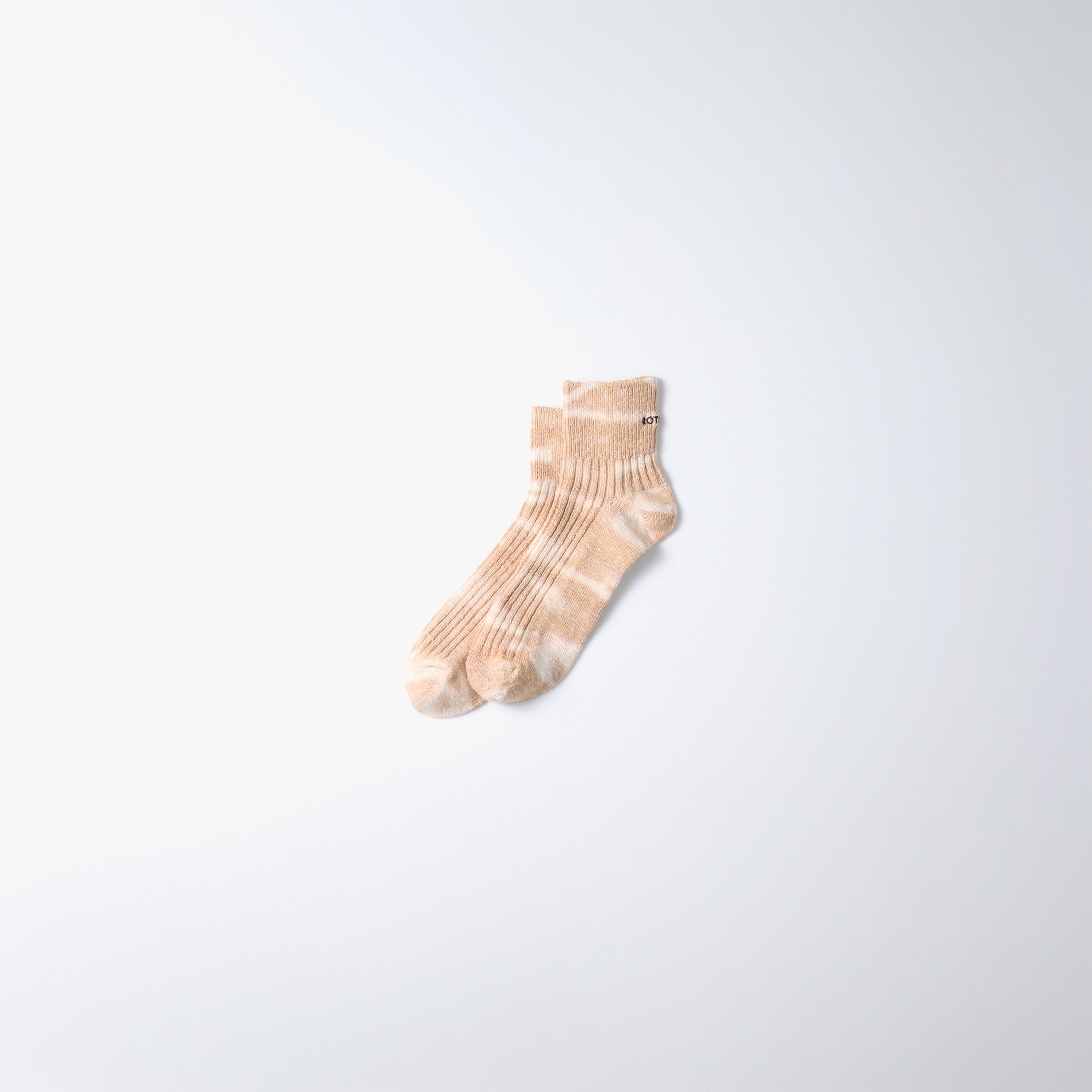 RoToTo Socks Tie Dye Ribbed Ankle Socks - Clay Beige
