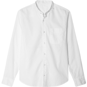 Save Khaki M Button Down Shirt Oxford Band Collar, White