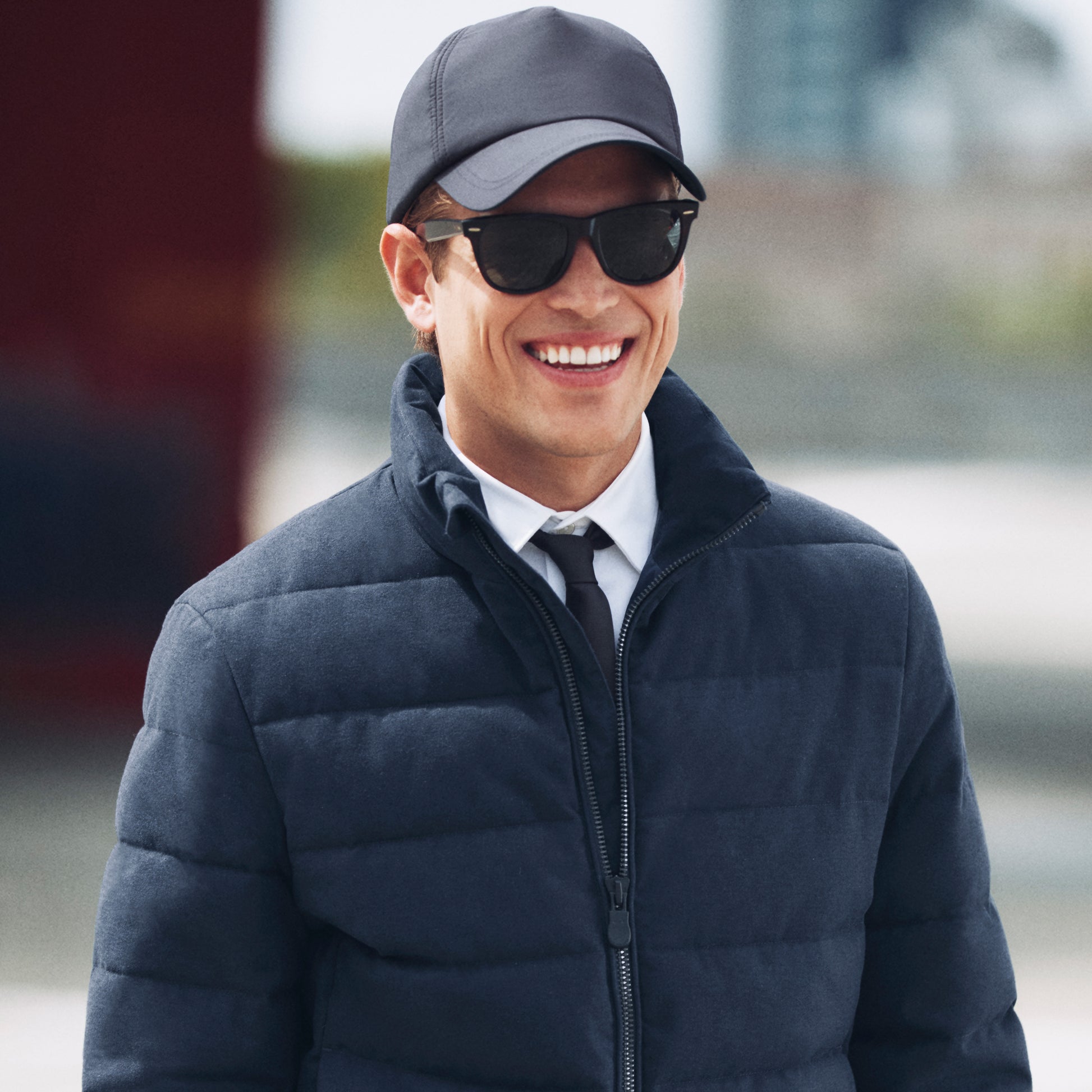 Save The Duck Hybrid Knit Gio Stand-Up Collar Hybrid Knit - Navy Blue Melange