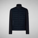 Save The Duck Hybrid Knit Gio Stand-Up Collar Hybrid Knit - Navy Blue Melange