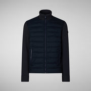 Save The Duck Hybrid Knit Gio Stand-Up Collar Hybrid Knit - Navy Blue Melange