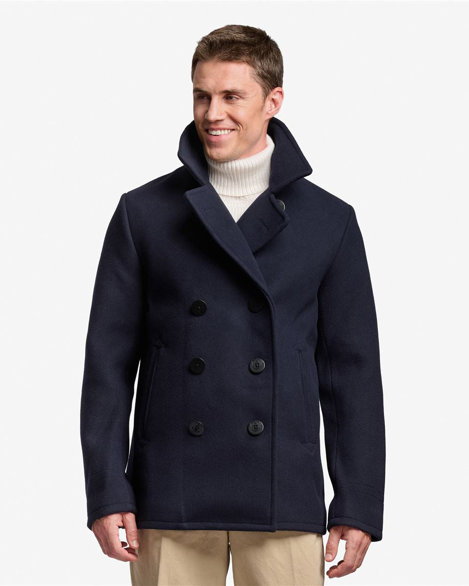 Sebago Jackets Reefers Bonded Wool Coat - Blue Marine