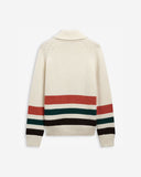 Sebago Knitwear Dyer Bay Cardigan - White Natural/Green Bordeaux