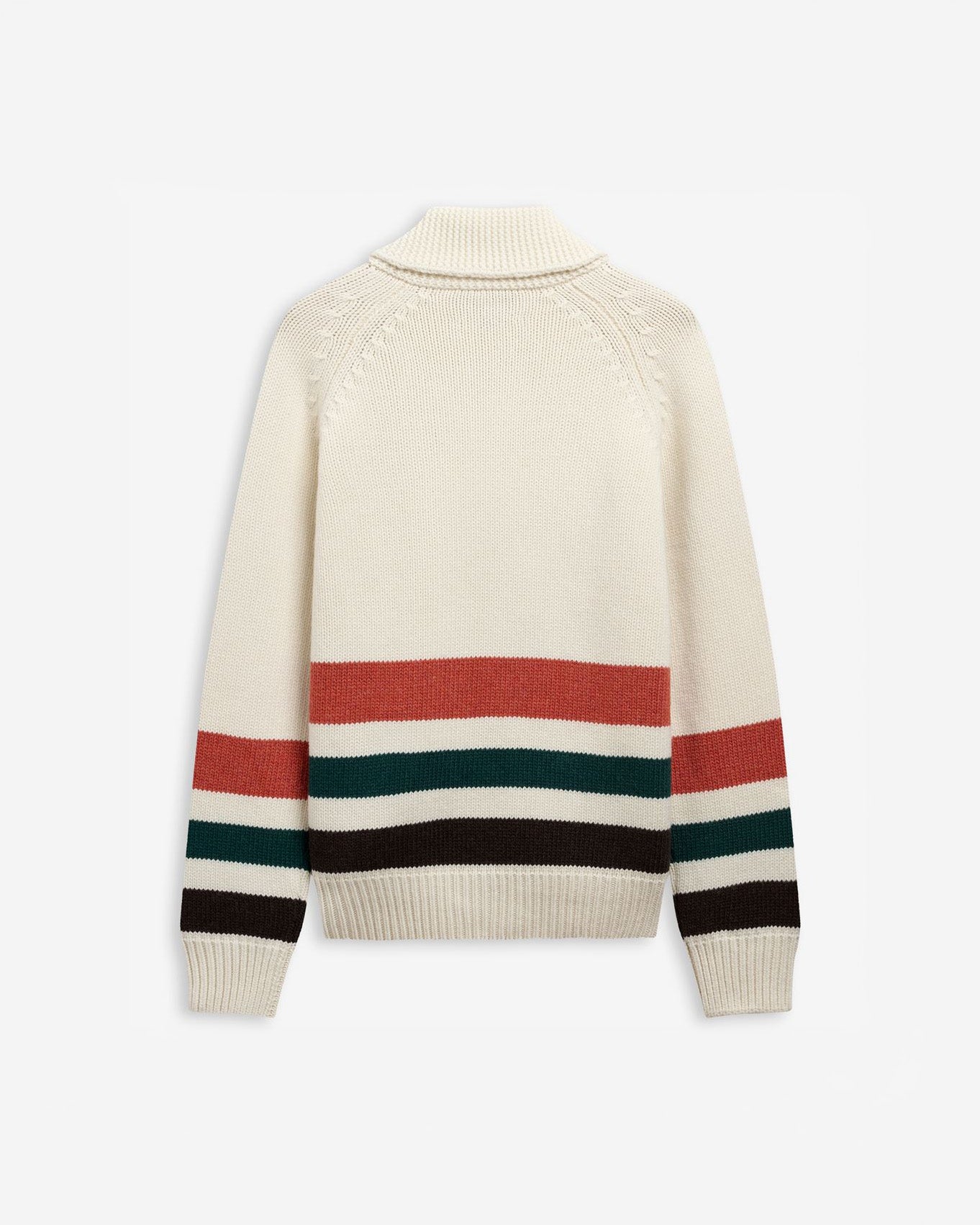 Sebago Knitwear Dyer Bay Cardigan - White Natural/Green Bordeaux