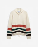 Sebago Knitwear Dyer Bay Cardigan - White Natural/Green Bordeaux