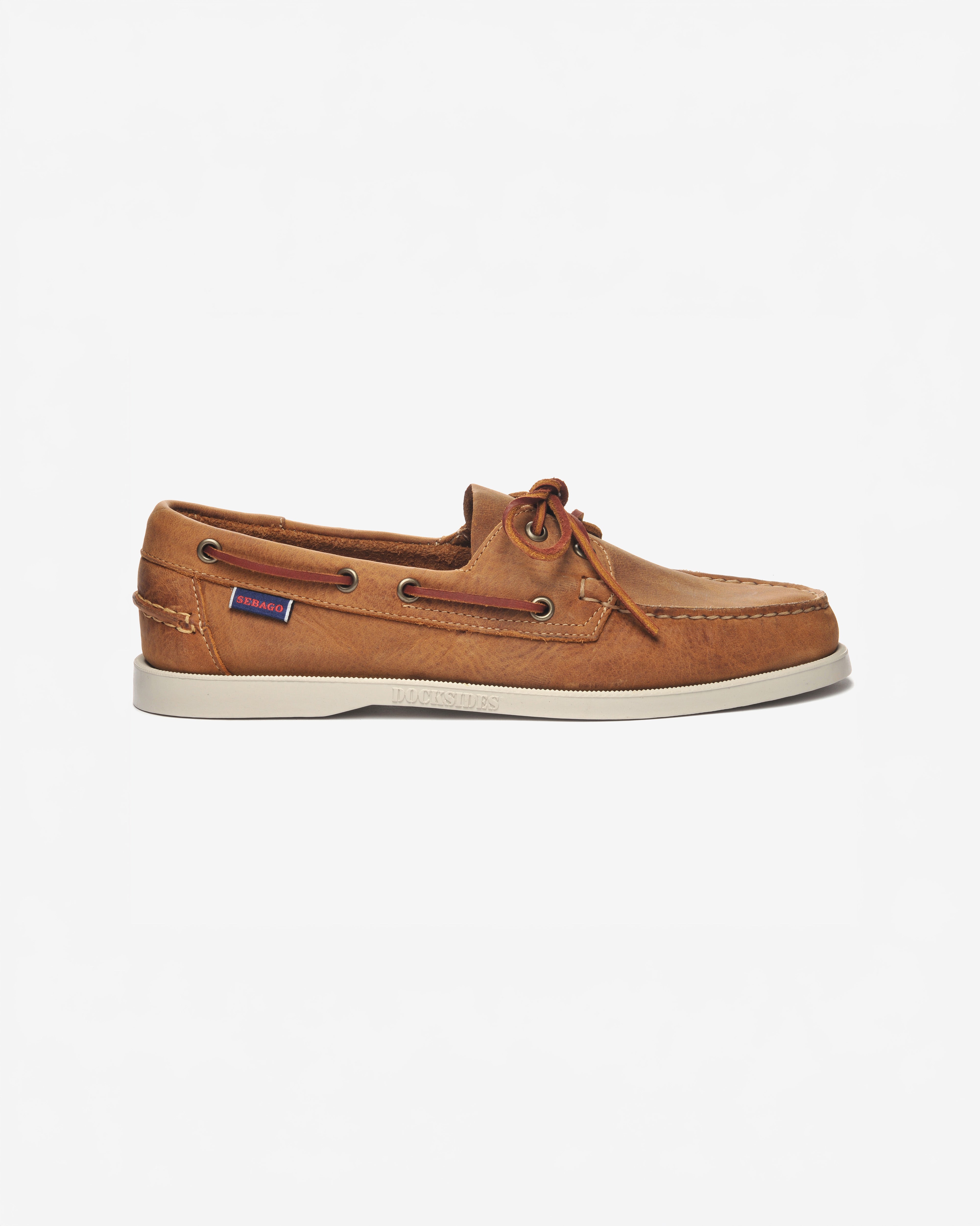 Sebago M Boat Shoes Docksides Portland Crazy Horse - Brown Tan