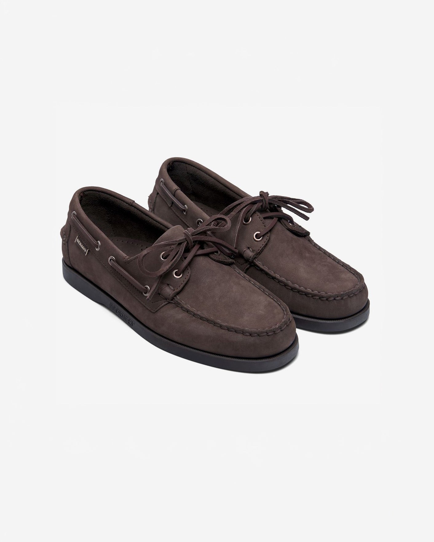 Sebago M Boat Shoes Docksides Portland Nubuck - Total Brown Chocolate