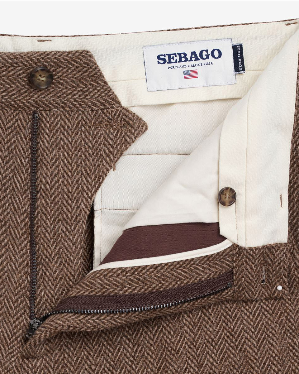 Sebago Pants Rendon Herringbone Trouser - Beige Sebago