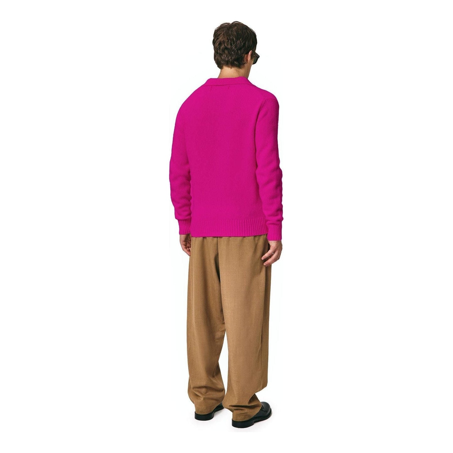 Seven Gauge fw23 U Sweater Wool Polo, Fuscia