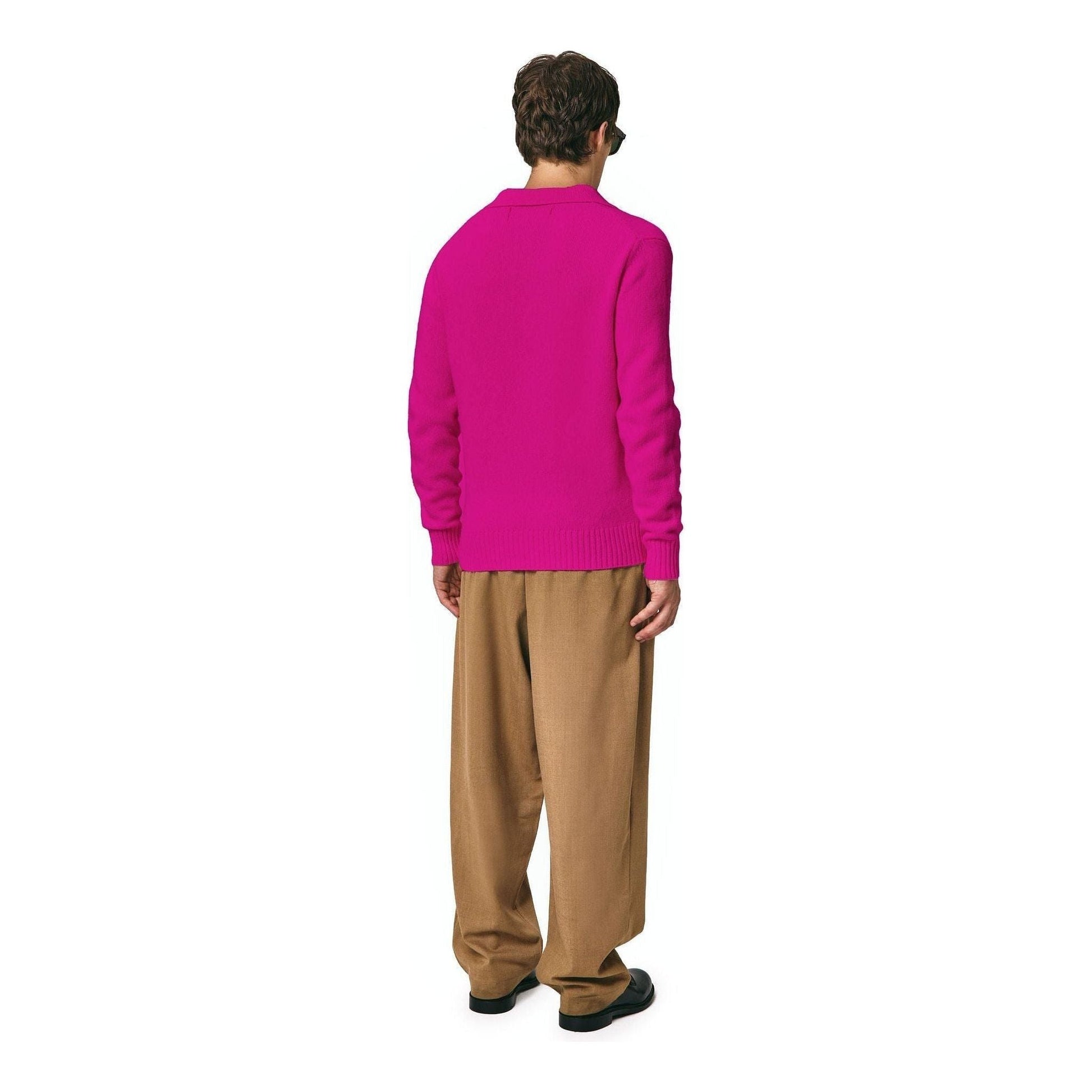 Seven Gauge fw23 U Sweater Wool Polo, Fuscia